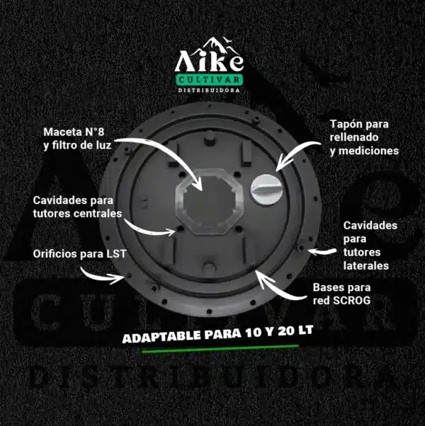 Sistema DWC Aike Hidro DUO 2 a 1 de 10 litros
