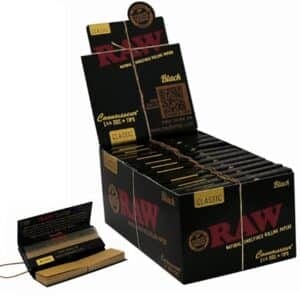RAW PAPEL BLACK CONNOISSEUR 1 1/4 + TIPS - CAJA X24UNID
