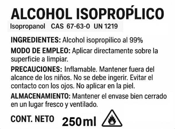 ALCOHOL ISOPROPILICO 99° 250 CC